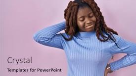  Presentation with injury - Presentation consisting of african-woman-standing-over-pink background and a  colored foreground