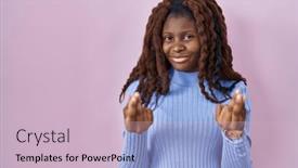  Presentation with business pink - Presentation design with african-woman-standing-over-pink background and a lemonade colored foreground