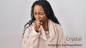  Presentation with health-care - Presentation theme having african-woman-standing-over-white background and a soft green colored foreground