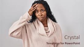  Presentation with crisis - Slide deck featuring african-woman-standing-over-white background and a  colored foreground