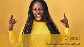  Presentation with yellow music - PPT layouts featuring african-woman-standing-over-yellow background and a gold colored foreground