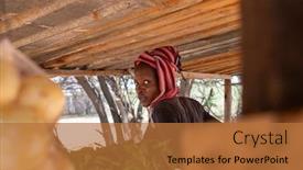  Presentation with entrepreneurial - Slide deck having african-woman-street-vendor background and a red colored foreground