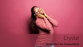  Presentation with camera - Slide set with african-woman-surprised-smiling background and a red colored foreground