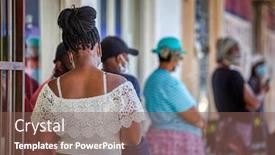  Presentation with mask - Audience pleasing presentation design consisting of african-woman-with-a-mask backdrop and a violet colored foreground
