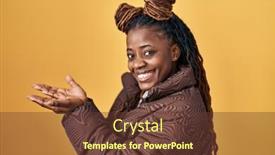  Presentation with woman hands open - Presentation design featuring african-woman-with-braided-hair background and a  colored foreground