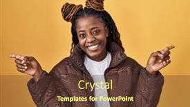  Presentation with advertisement - Presentation theme having african-woman-with-braided-hair background and a tawny brown colored foreground