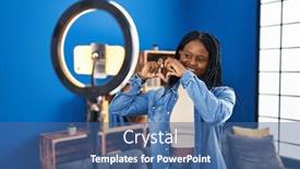  Presentation with recording - Theme having african-woman-with-braids-recording background and a ocean colored foreground