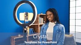  Presentation with recording - Slide set enhanced with african-woman-with-braids-recording background and a ocean colored foreground