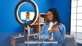  Presentation with recording - Slide deck enhanced with african-woman-with-braids-recording background and a ocean colored foreground