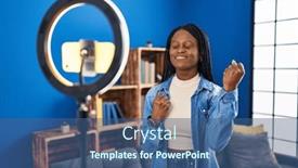  Presentation with eye african american models - Presentation design with african-woman-with-braids-recording and a ocean colored foreground