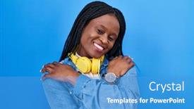  Presentation with confident love - Presentation theme featuring african-woman-with-braids-standing background and a teal colored foreground