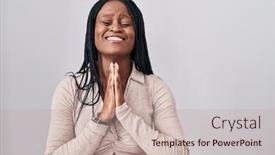  Presentation with praying hands - Theme enhanced with african-woman-with-braids-standing background and a mint green colored foreground