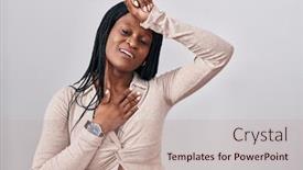  Presentation with flu virus - PPT theme having african-woman-with-braids-standing background and a coral colored foreground