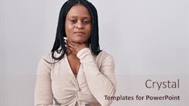  Presentation with teachnology and brain white - PPT theme consisting of african-woman-with-braids-standing background and a soft green colored foreground