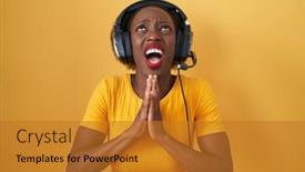  Presentation with curly hair - Presentation design with african-woman-with-curly-hair background and a  colored foreground