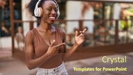  Presentation with curly hair - Slide set with african-woman-with-curly-hair background and a tawny brown colored foreground
