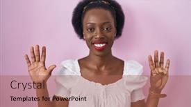  Presentation with curly hair - Presentation theme with african-woman-with-curly-hair background and a coral colored foreground