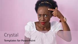  Presentation with acne woman - Presentation theme consisting of african-woman-with-curly-hair background and a lemonade colored foreground