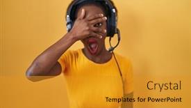  Presentation with curly hair - PPT theme consisting of african-woman-with-curly-hair background and a gold colored foreground