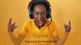  Presentation with rock music - Theme consisting of african-woman-with-curly-hair background and a gold colored foreground