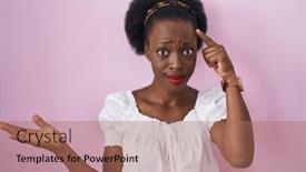 Presentation with think - Presentation enhanced with african-woman-with-curly-hair background and a coral colored foreground