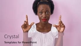  Presentation with upset - Presentation design with african-woman-with-curly-hair background and a lemonade colored foreground