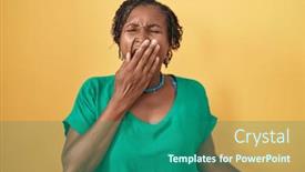  Presentation with sleepiness - Slide set enhanced with african-woman-with-dreadlocks-standing background and a ocean colored foreground