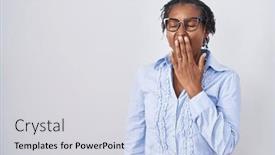  Presentation with sleepiness - PPT theme with african-woman-with-dreadlocks-standing background and a light gray colored foreground