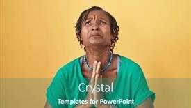  Presentation with hope - PPT theme consisting of african-woman-with-dreadlocks-standing background and a ocean colored foreground