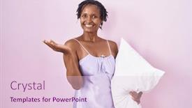  Presentation with woman hands open - Presentation enhanced with african-woman-with-dreadlocks-wearing background and a  colored foreground