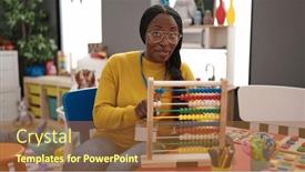  Presentation with maths - Slide deck with african-woman-working-as-teacher background and a tawny brown colored foreground