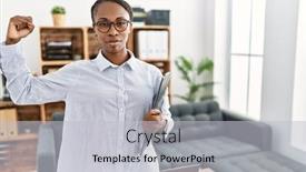  Presentation with working in a clinic - Presentation theme featuring african-woman-working-at-psychology background and a  colored foreground