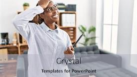  Presentation with psychology - Presentation theme having african-woman-working-at-psychology background and a light gray colored foreground