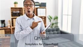  Presentation with psychology - PPT theme featuring african-woman-working-at-psychology background and a light gray colored foreground