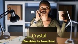  Presentation with lips mouth - Presentation with african-woman-working-using-computer background and a tawny brown colored foreground