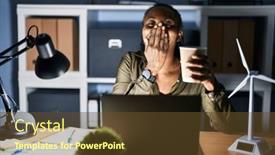  Presentation with scandal - Presentation theme having african-woman-working-using-computer background and a tawny brown colored foreground