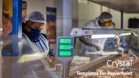  Presentation with butchery - Amazing presentation design having african-woman-working backdrop and a violet colored foreground