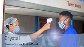  Presentation with infrared - Beautiful presentation theme featuring african-woman-working backdrop and a light blue colored foreground