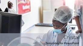  Presentation with butchery - Presentation design having african-woman-working background and a light blue colored foreground