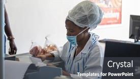  Presentation with butchery - Beautiful presentation theme featuring african-woman-working backdrop and a dark gray colored foreground