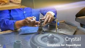  Presentation with working woman - Theme consisting of african-woman-working background and a seafoam green colored foreground