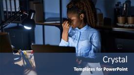  Presentation with stress - PPT theme having african-woman-working background and a ocean colored foreground