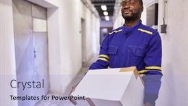  Presentation with shipping company - Audience pleasing slide deck consisting of african-worker-as-a-temporary backdrop and a light blue colored foreground