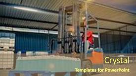  Presentation with hand sanitizer - Presentation theme featuring african-worker-at-chemical-factory background and a coral colored foreground