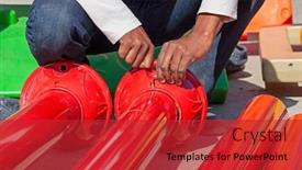  Presentation with worker - Cool new presentation theme with african-worker-installing-piping backdrop and a red colored foreground