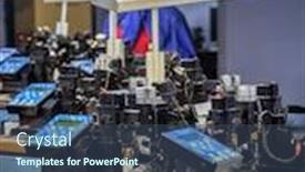  Presentation with factory machine - Slides with african-worker-operating-a-diamond background and a ocean colored foreground