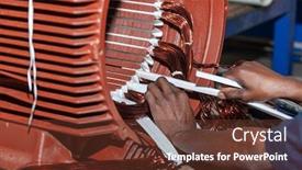  Presentation with electric motor - Colorful PPT theme enhanced with repairs at an electric motor backdrop and a tawny brown colored foreground