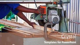  Presentation with worker - Presentation theme having african-worker-using-a-circular background and a coral colored foreground