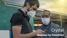  Presentation with mask - Cool new slides with african-worker-wearing-a-mask backdrop and a tawny brown colored foreground