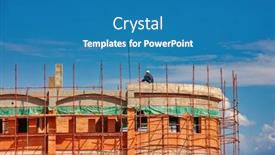  Presentation with african sunset - Audience pleasing presentation theme consisting of african-workers-on-a-construction backdrop and a teal colored foreground